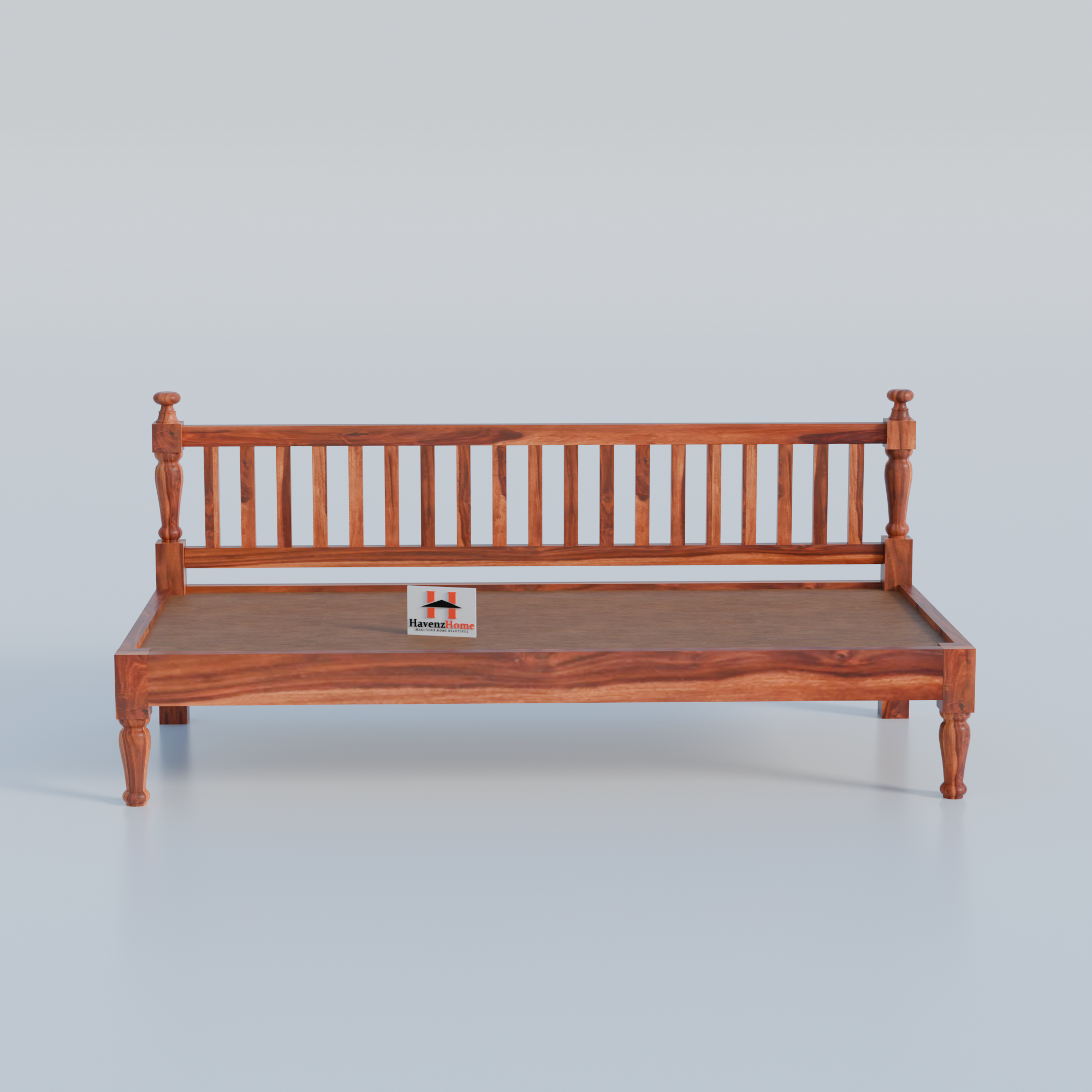 Home Furniture Wooden Couch Diwan Sofa Settee for Living Room and Office | Three 3-Person Sofa | Art Deco, Sheesham Wood | Natural Teak Finish (Brown)