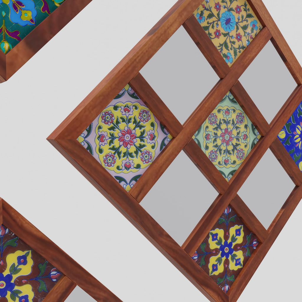 Sheesham Wood Wall Hanging Decoration Item for Home, Wall Plates with Mirror | Office | Gift | Wall Art | Living Room | Bedroom, Decorative Items