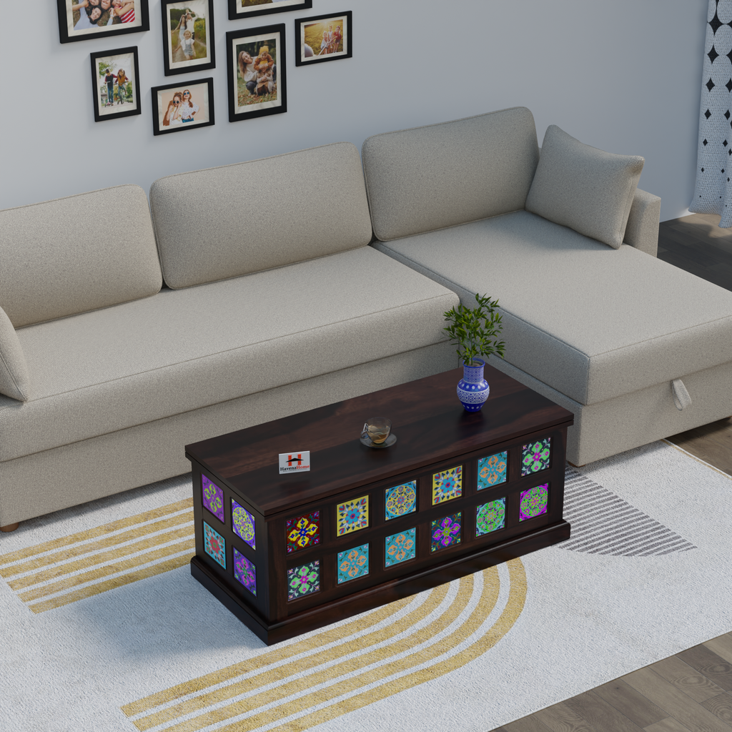 Furnish Round Coffee Table for Living Room Stacking Side Tables Sturdy and Easy Assembly Wood Look Accent Furniture (Trunk Walnut)