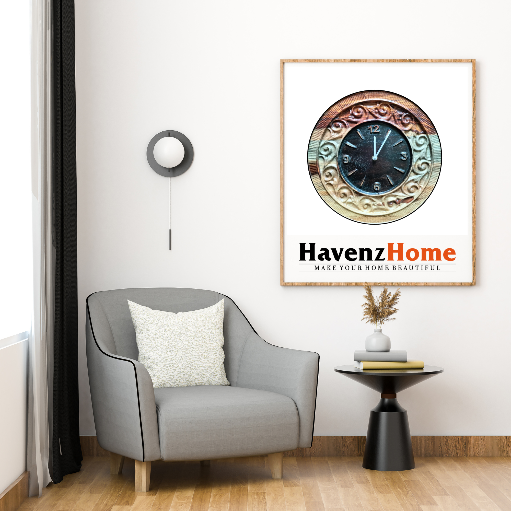 Ceramic Work Wooden Wall Clock