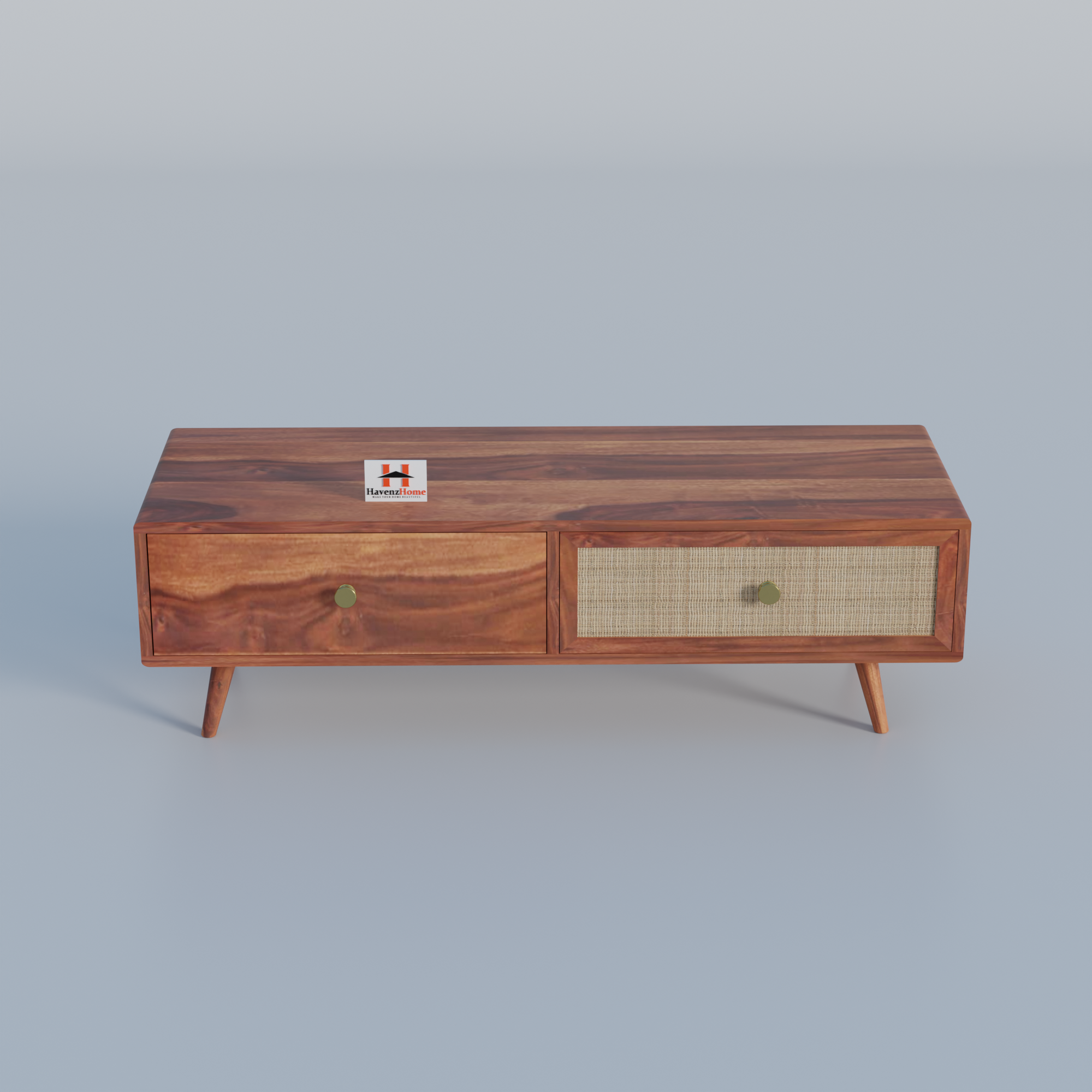 Solid Sheesham Wood Multipurpose TV Cabinet & Entertainment Unit for Living Room Furniture with Shelf Storage Natural Honey with Glossy Finish (Natural Honey, T.V Unit)