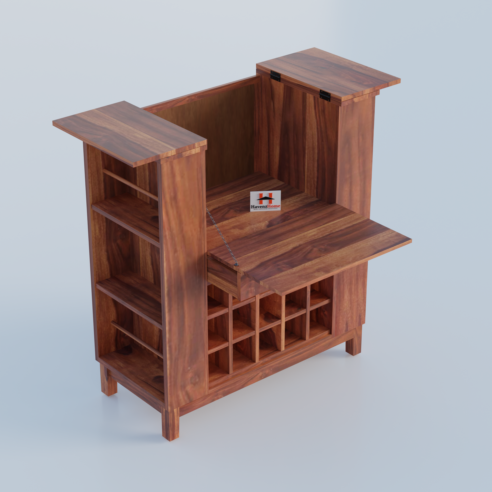HavenzHome Sheesham Wood Bar Cabinet.