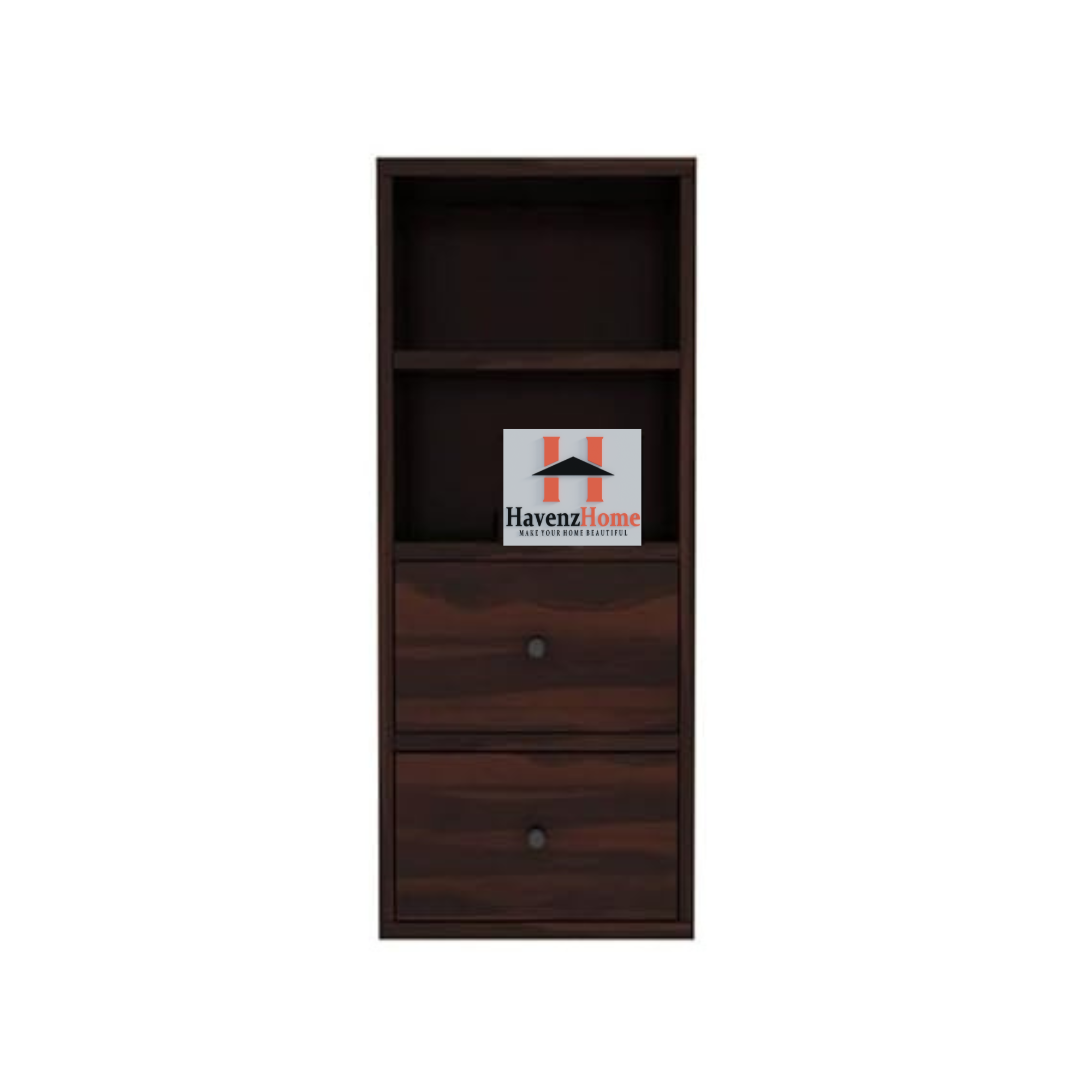 HavenzHome Solid Wood Wall-Mounted Storage Cabinet With Two Spacious Drawers,Two Open Shelves(Walnut)