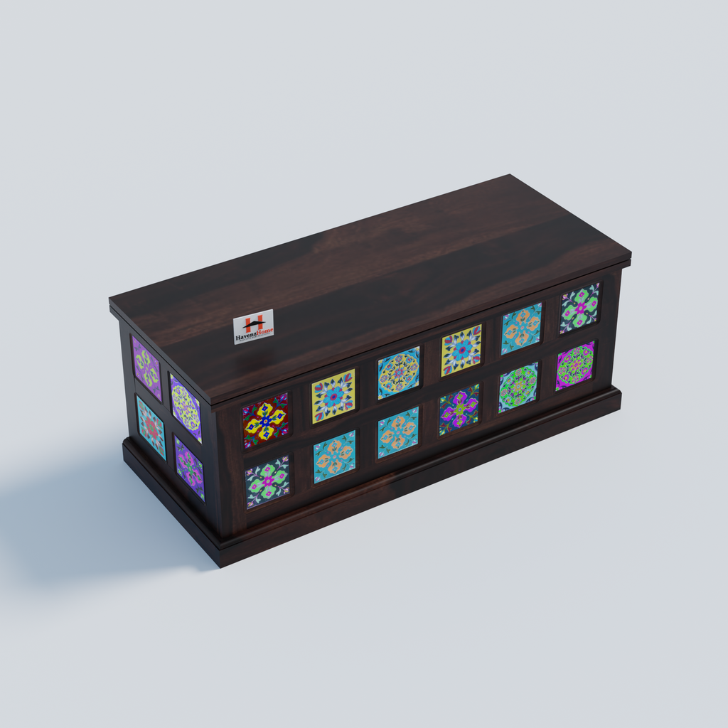 Furnish Round Coffee Table for Living Room Stacking Side Tables Sturdy and Easy Assembly Wood Look Accent Furniture (Trunk Walnut)