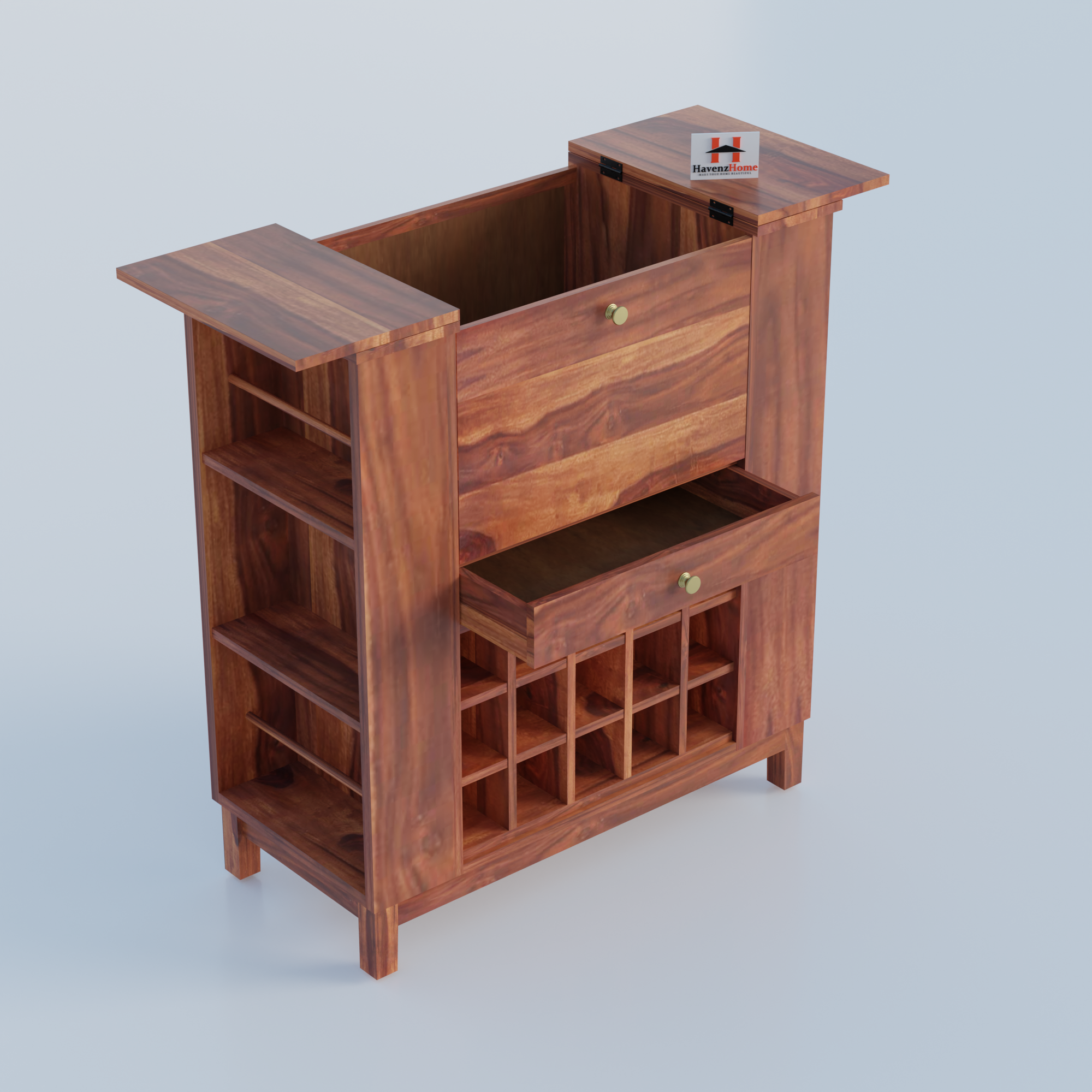 HavenzHome Sheesham Wood Bar Cabinet.