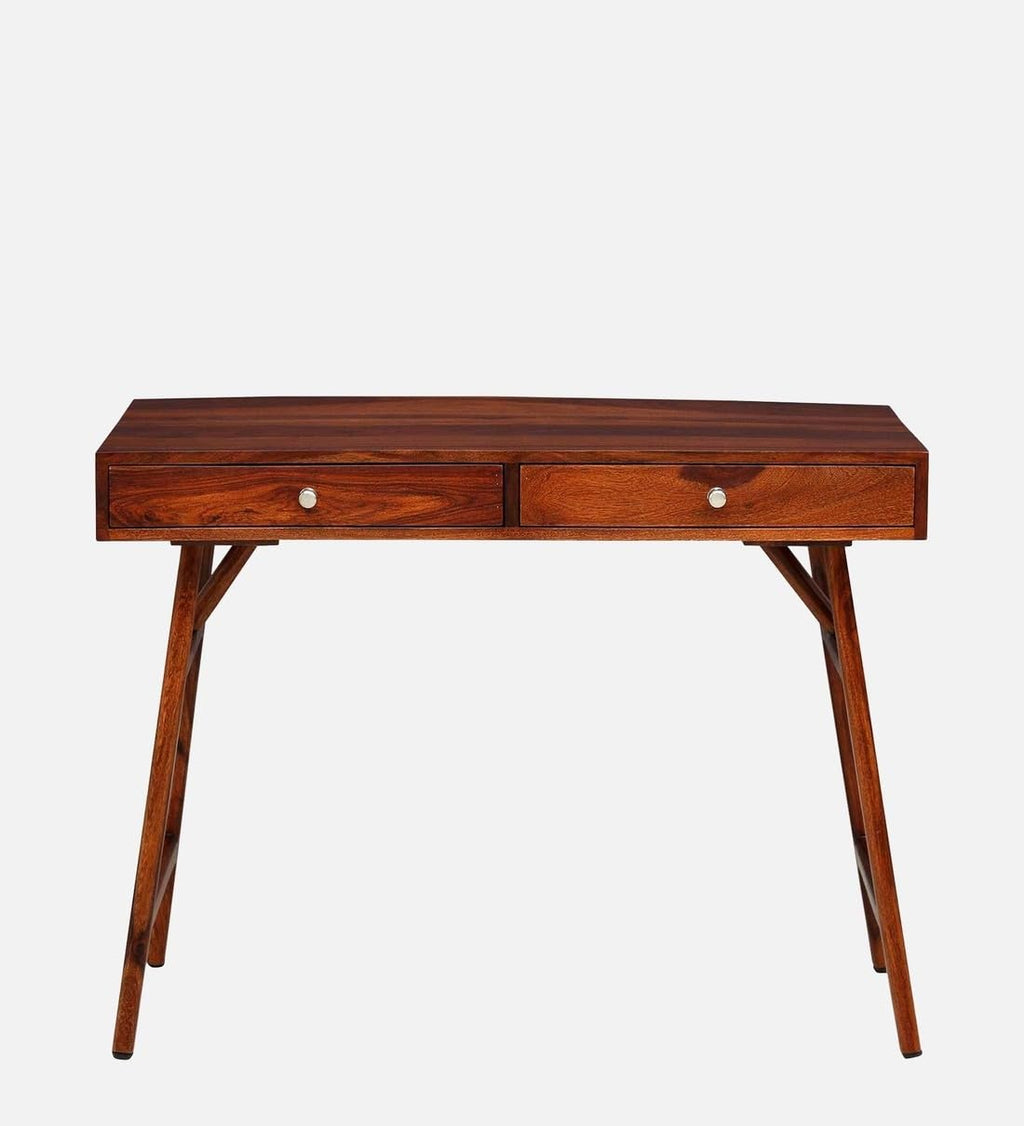 Woody Furniture™ Solid Sheesham Wood Laptop Table for Students Laptop Office Desk Workstation Writing Tables with 2 Drawer for Study Room & Home Made with Indian Sheesham Wood, Honey Finish