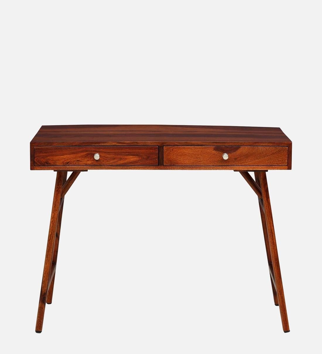 Woody Furniture™ Solid Sheesham Wood Laptop Table for Students Laptop Office Desk Workstation Writing Tables with 2 Drawer for Study Room & Home Made with Indian Sheesham Wood, Honey Finish