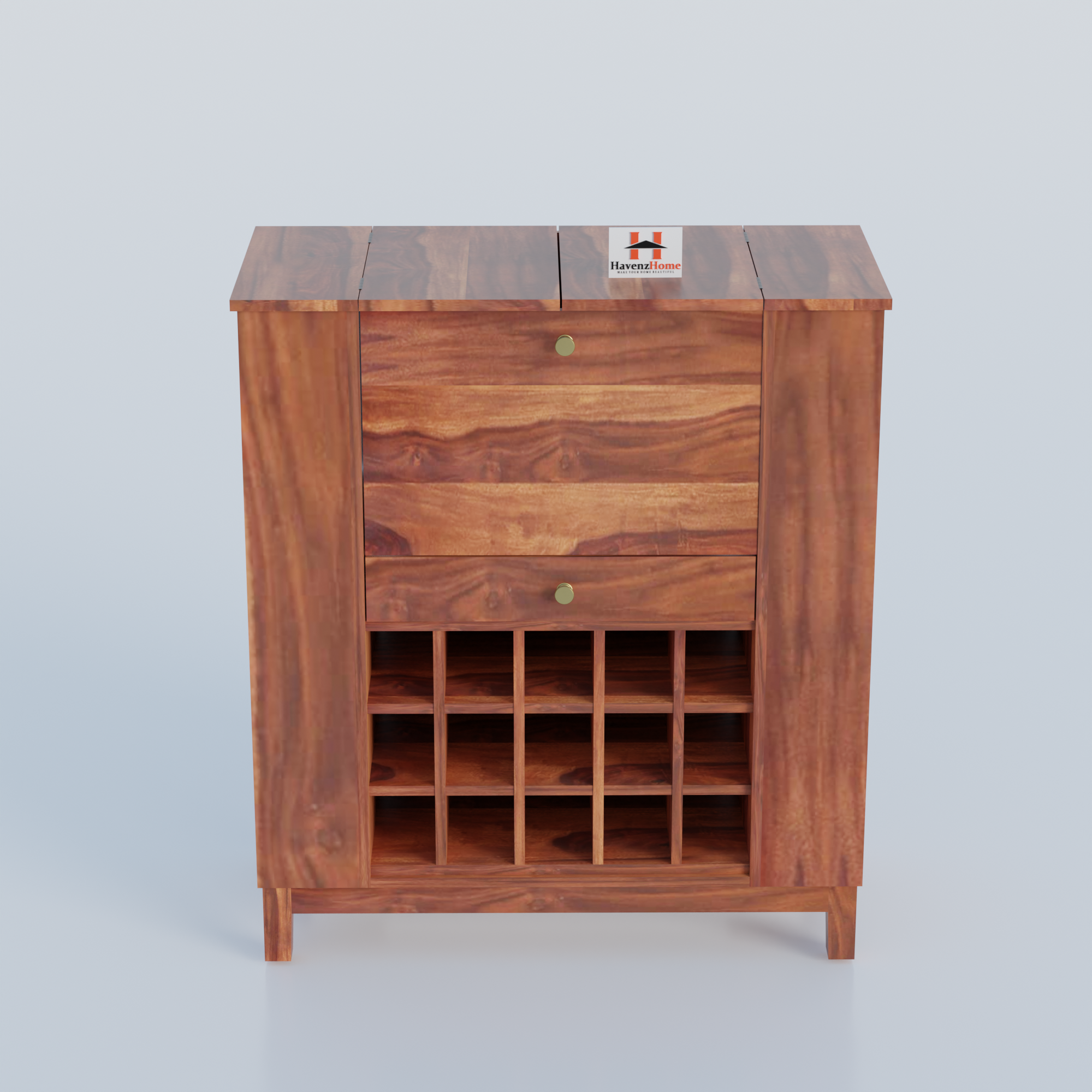 HavenzHome Sheesham Wood Bar Cabinet.