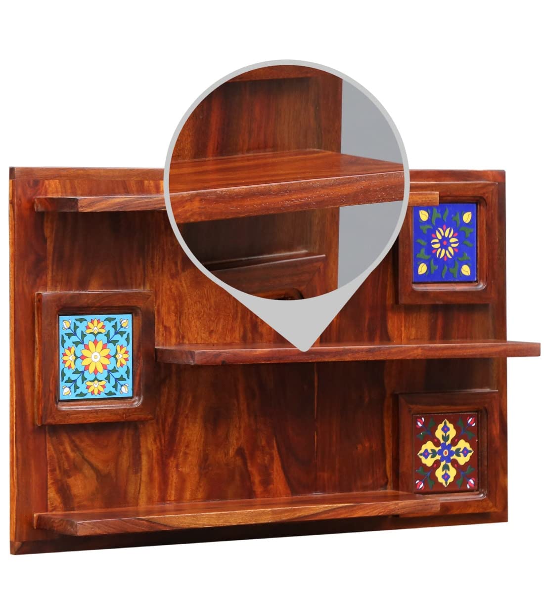 Wooden Wall Shelves for Home Library | Display Unit | Sheesham Wall Mount Shelf, Book Storage Rack for Living Room | Bedroom | Office Natural Honey Color (Style-03)