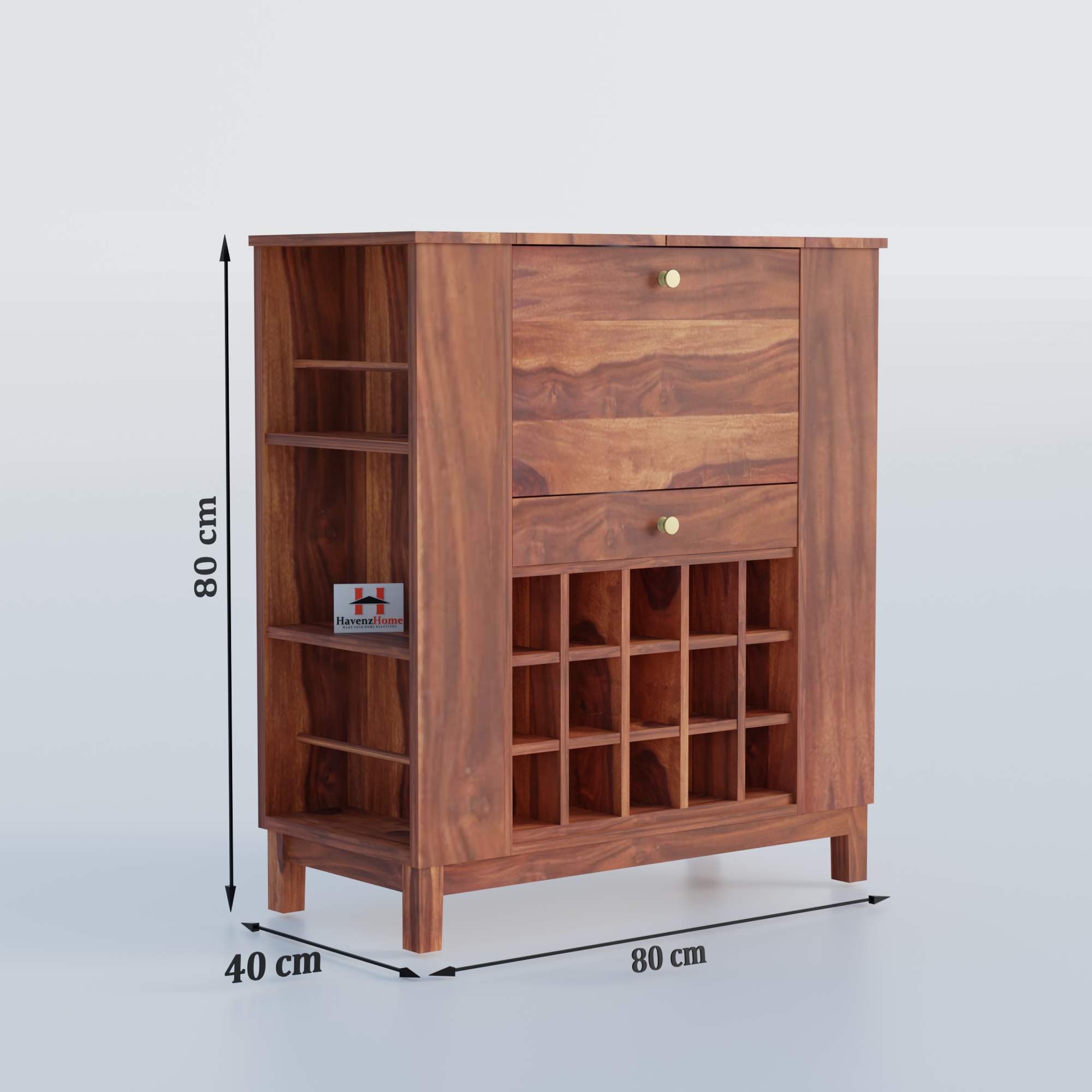 HavenzHome Sheesham Wood Bar Cabinet.
