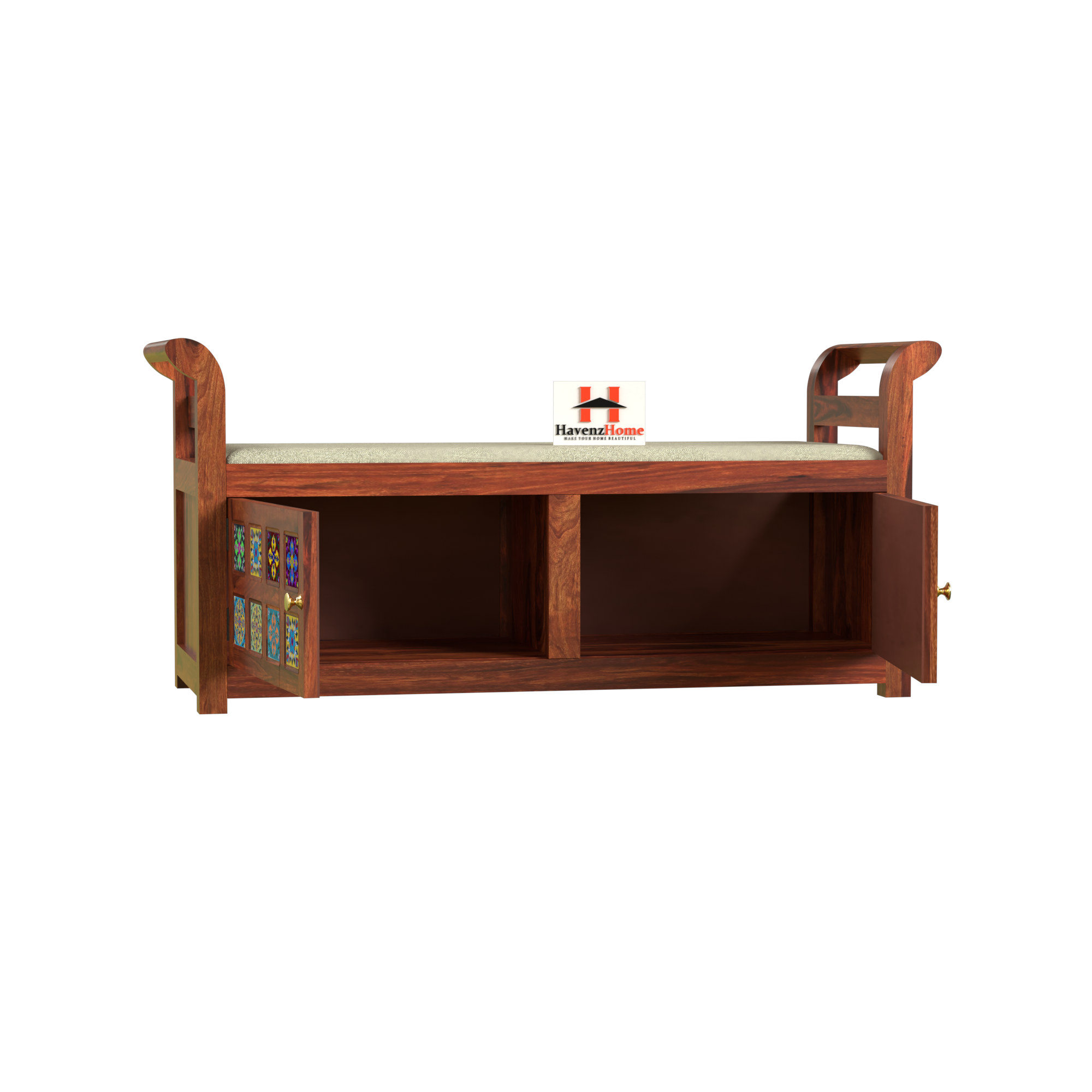 HavenzHome Classic Wooden Settee | Elegant 2-Seater Sofa | Handcrafted Wood Bench, Couch