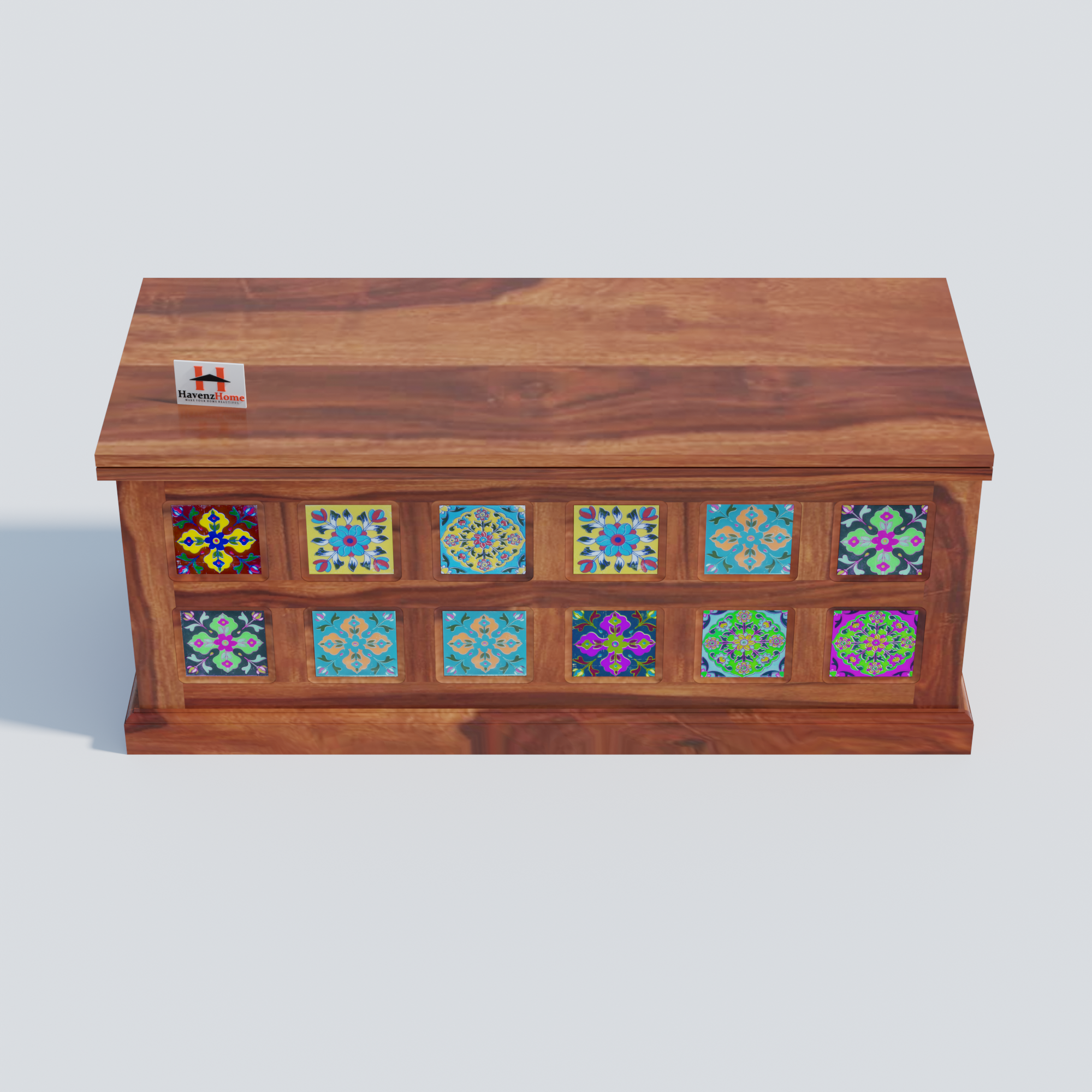 Furnish Round Coffee Table for Living Room Stacking Side Tables Sturdy and Easy Assembly Wood Look Accent Furniture (Trunk Honey)