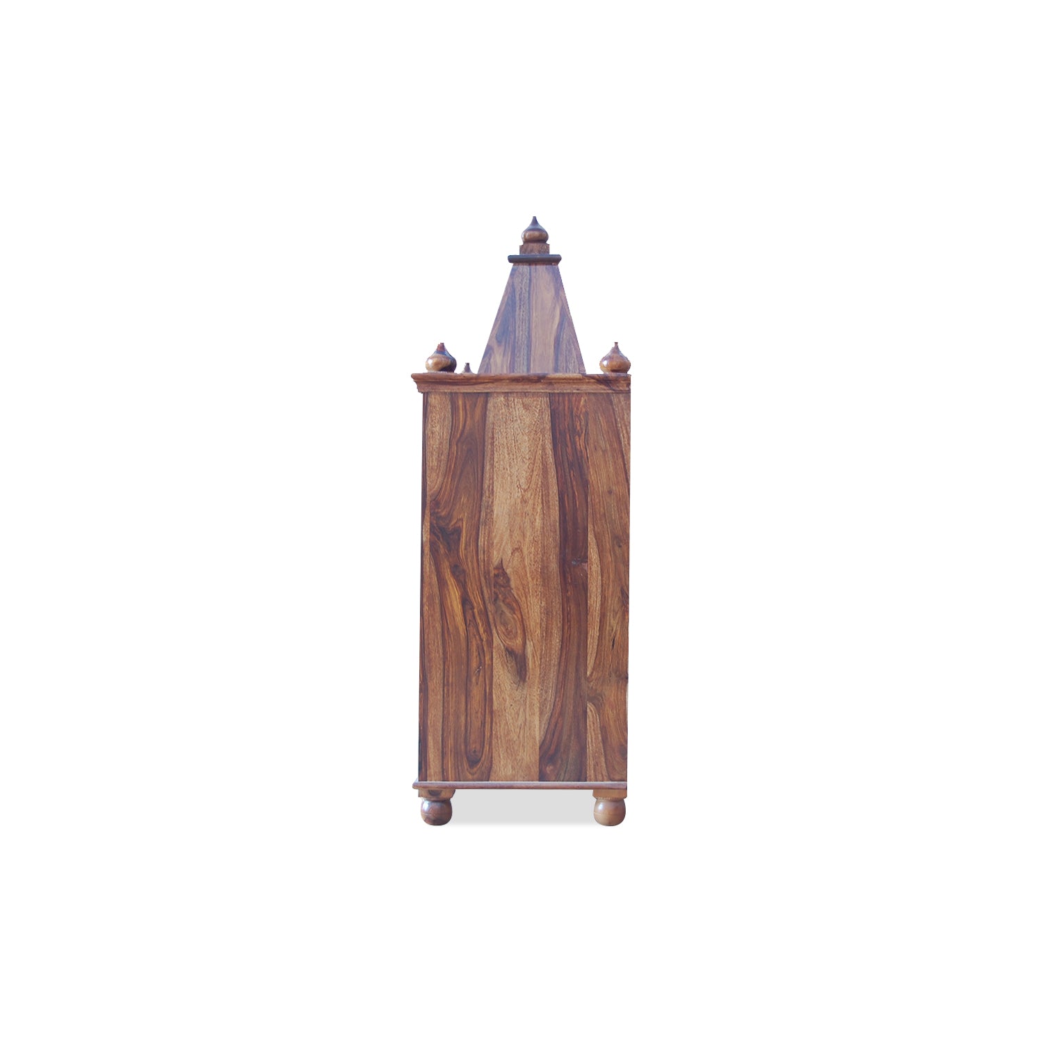 HavenzHome Solid Sheesham Wood Natural Honey Finish Pooja Temple with Double Door and 1 Drawer