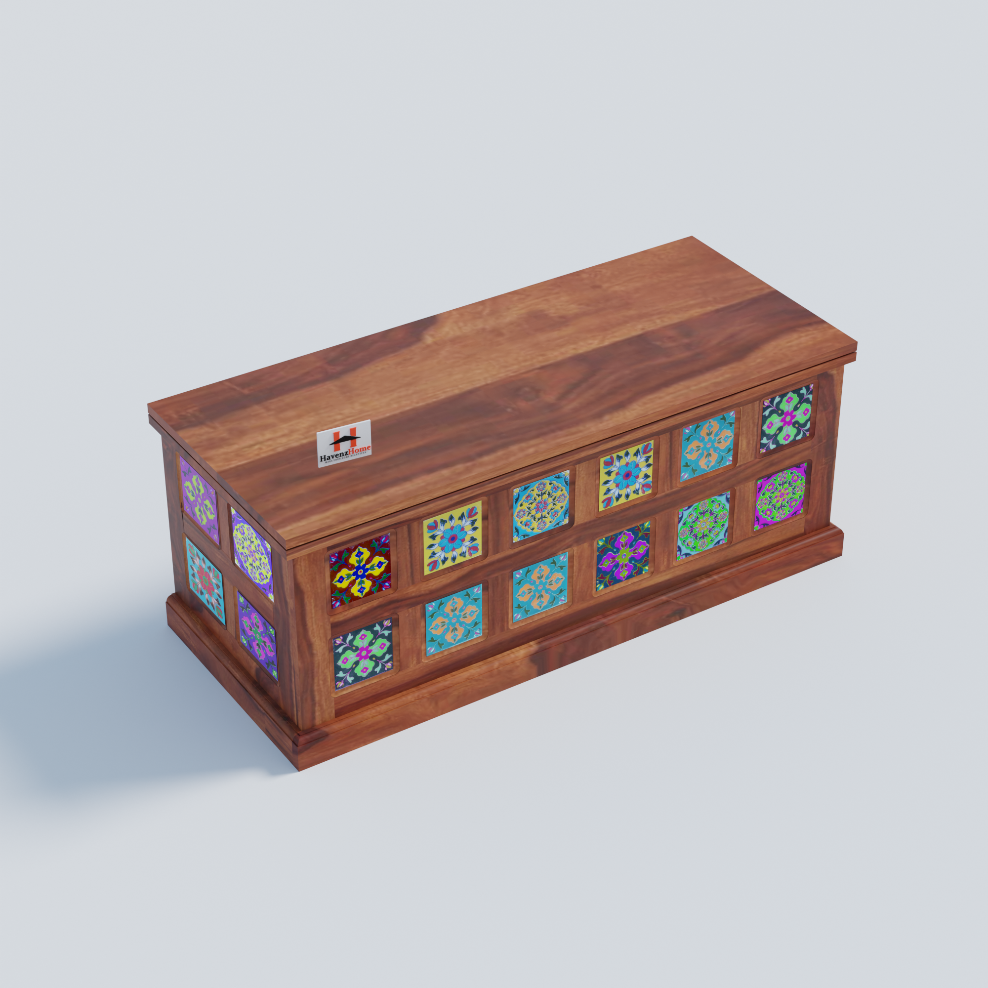 Furnish Round Coffee Table for Living Room Stacking Side Tables Sturdy and Easy Assembly Wood Look Accent Furniture (Trunk Honey)