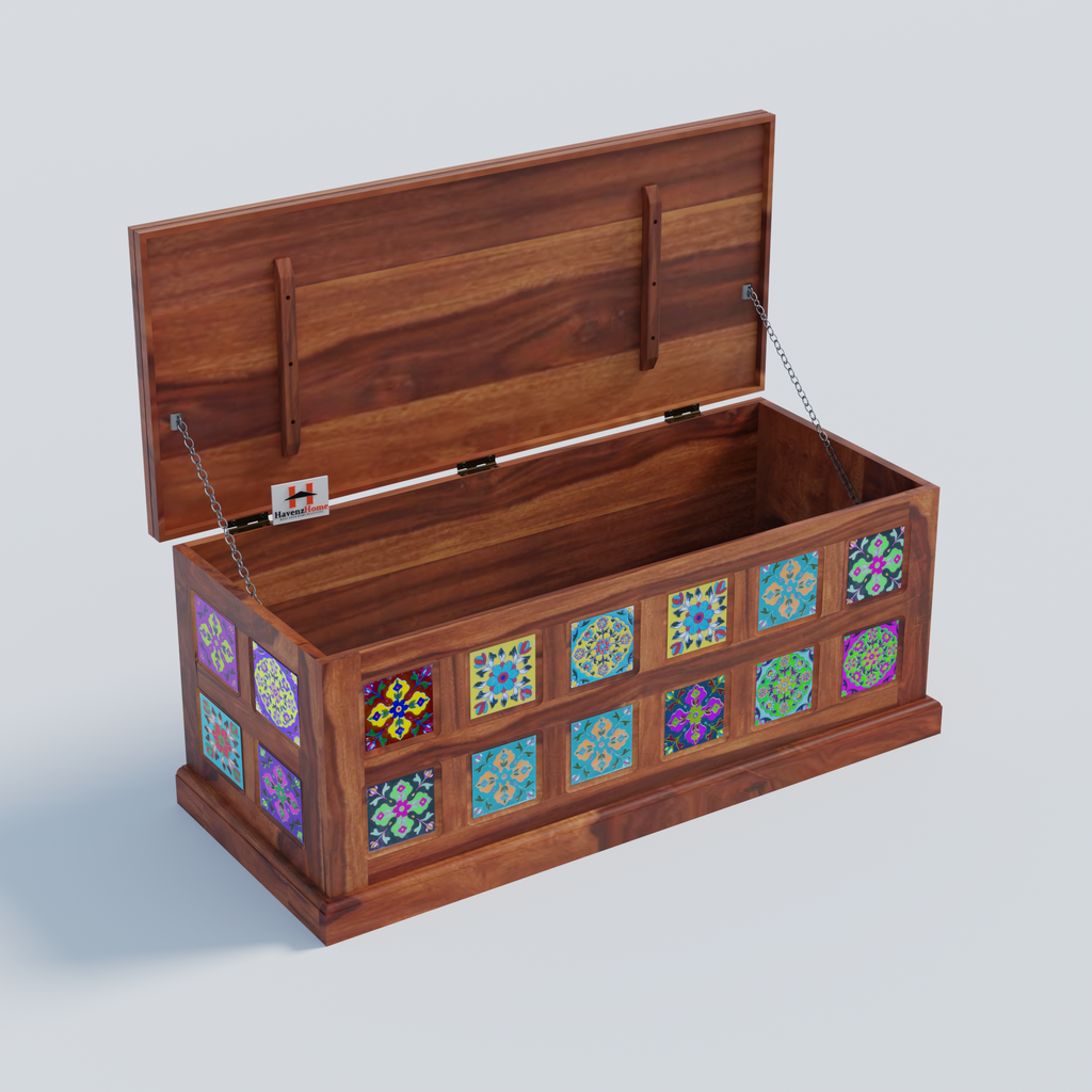 Furnish Round Coffee Table for Living Room Stacking Side Tables Sturdy and Easy Assembly Wood Look Accent Furniture (Trunk Honey)