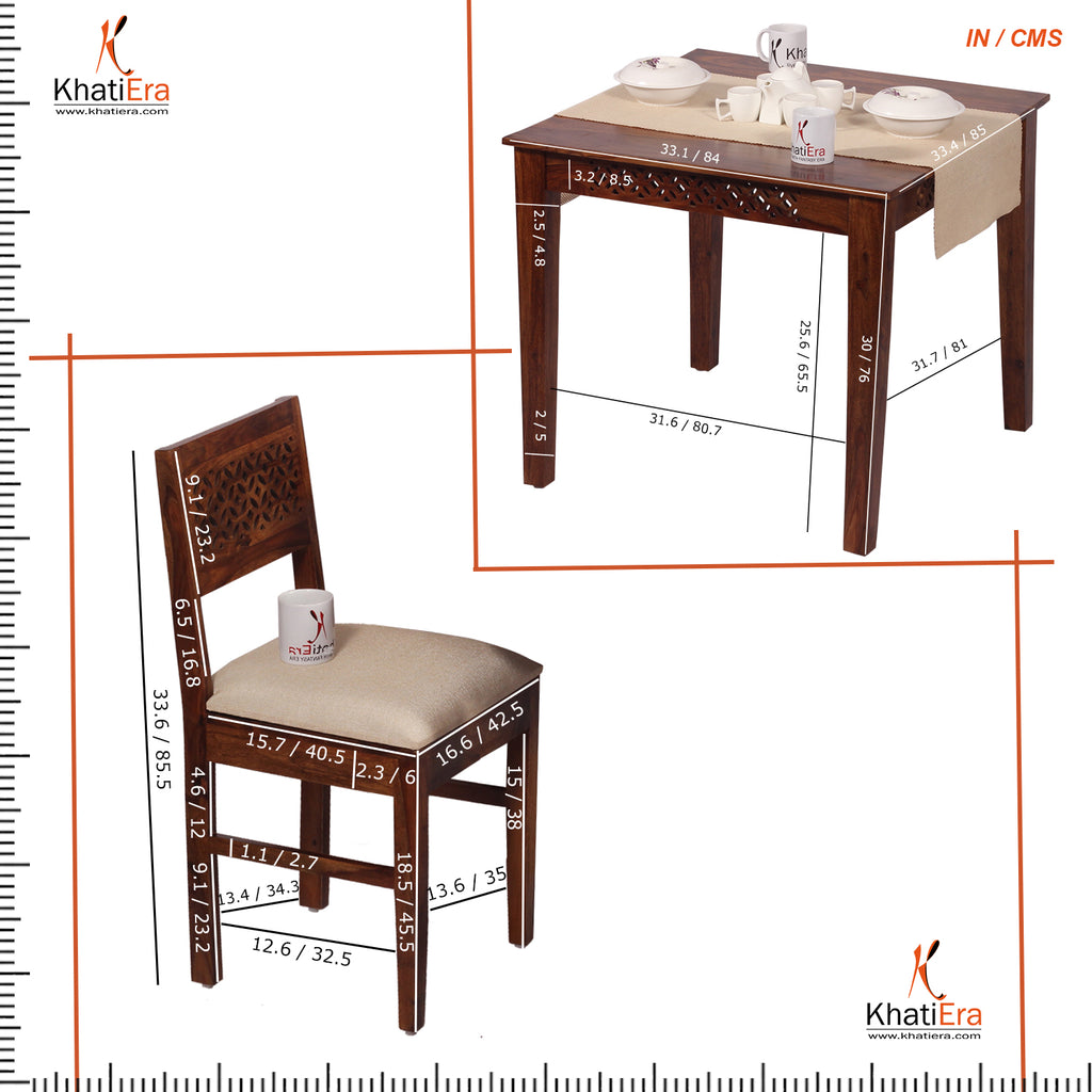 HavenzHome Solid Sheesham Wood Dining Table Set with 4 Cushioned Chairs for Home & Hotel Furniture | Dining Room Furniture