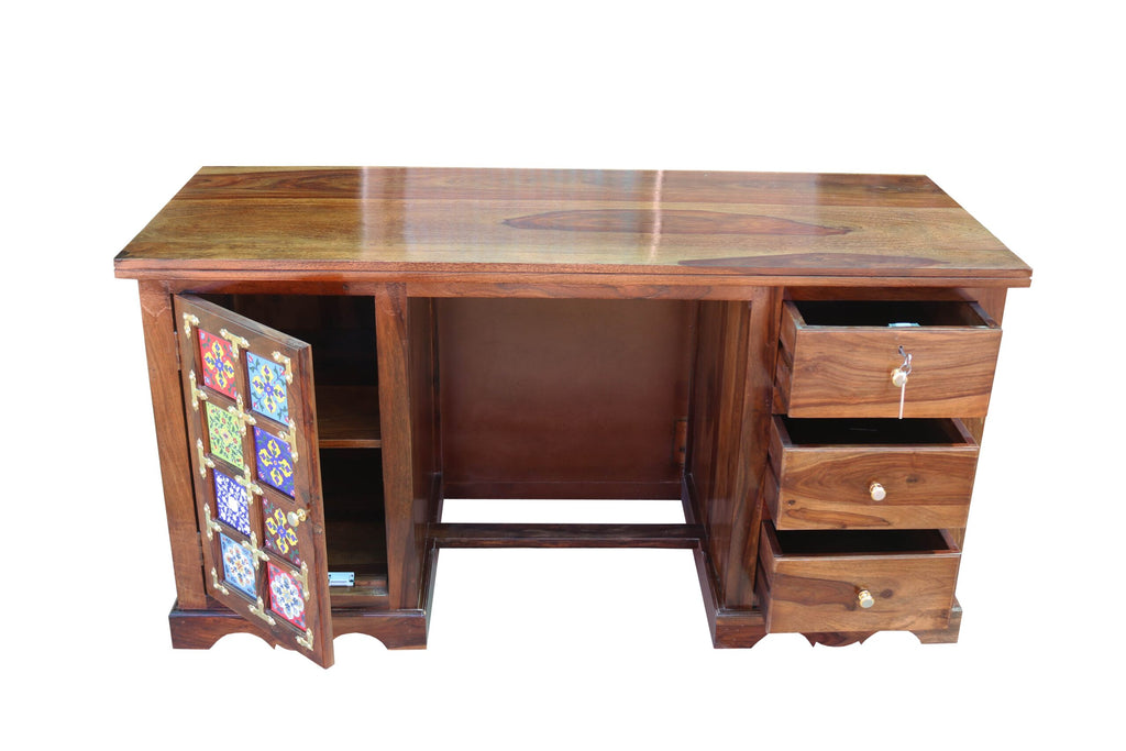 sheesham Wood Study Table and Computer Table Office Desk for Students and Adults, PC Laptop Study Writing Table for Home Office