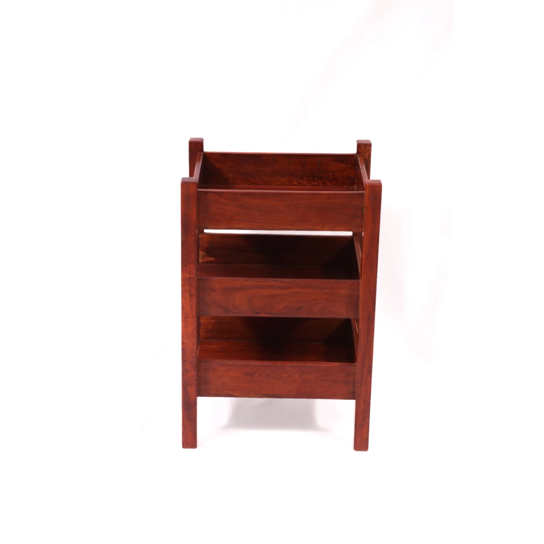 Wooden Rolling Cart Rack Large, Mahogany Polish Solid Wooden Bar Serving Trolley