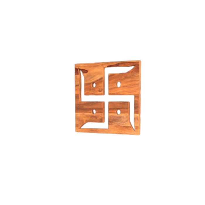 HavenzHome Handicraft Adorable Antique Sheesham Wooden Swastik Wall Decor