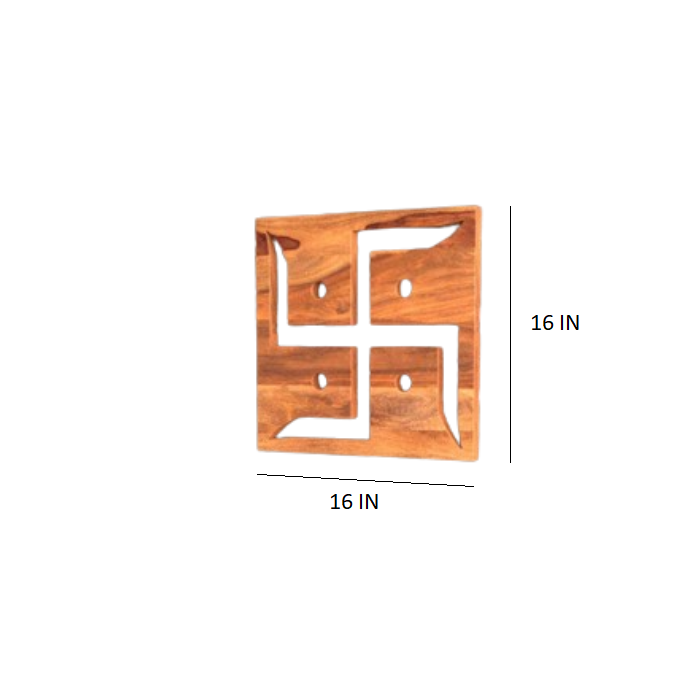 HavenzHome Handicraft Adorable Antique Sheesham Wooden Swastik Wall Decor