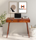Woody Furniture™ Solid Sheesham Wood Laptop Table for Students Laptop Office Desk Workstation Writing Tables with 2 Drawer for Study Room & Home Made with Indian Sheesham Wood, Honey Finish