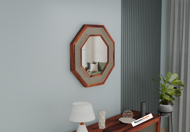 Mirror (Hexagonal Ratan Cane | Solid Wood