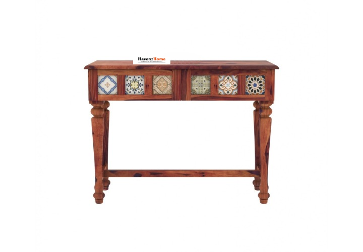 Furniture Solid sheesham Wooden enterance Console Table for Living Room Bedroom | Wooden Console Table 2 Drawers Storage for Hall Home Furniture (Natural)