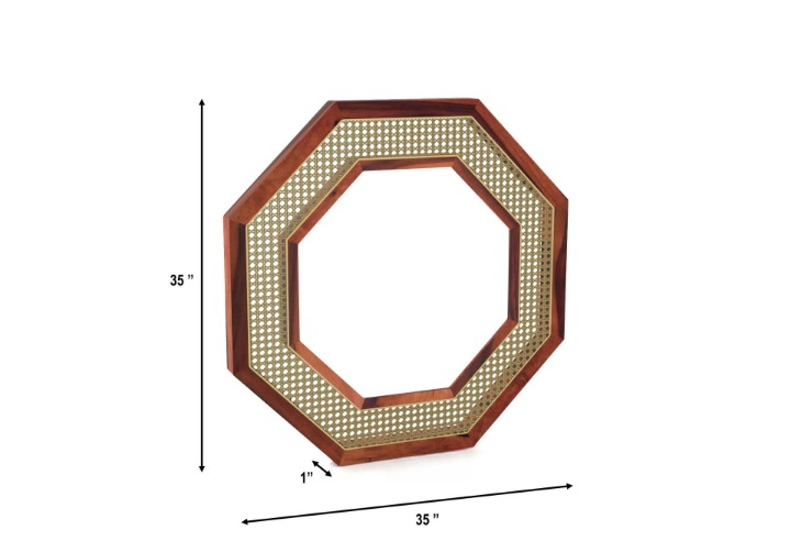 Mirror (Hexagonal Ratan Cane | Solid Wood