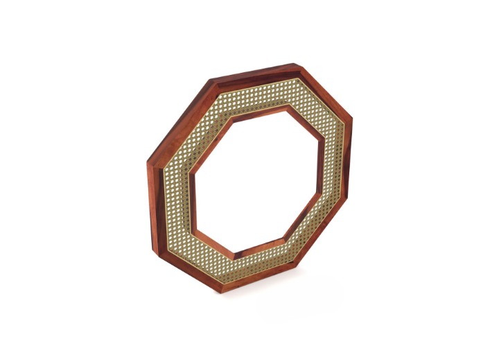 Mirror (Hexagonal Ratan Cane | Solid Wood