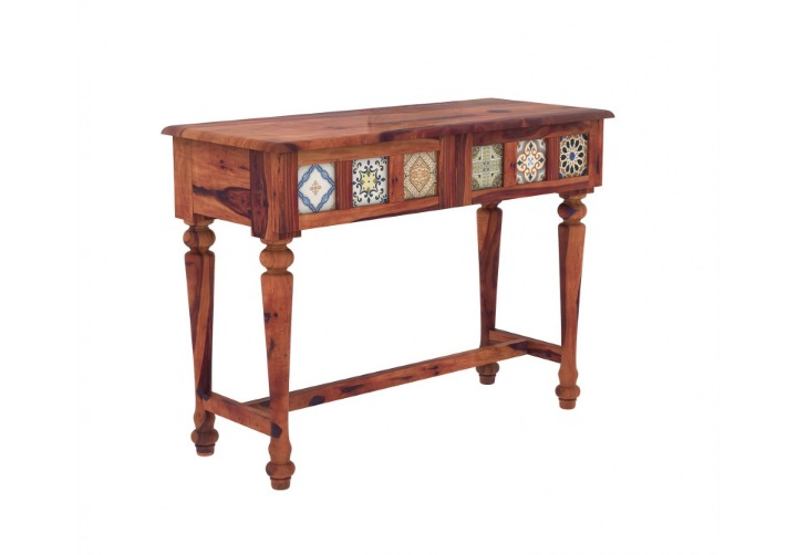 Furniture Solid sheesham Wooden enterance Console Table for Living Room Bedroom | Wooden Console Table 2 Drawers Storage for Hall Home Furniture (Natural)