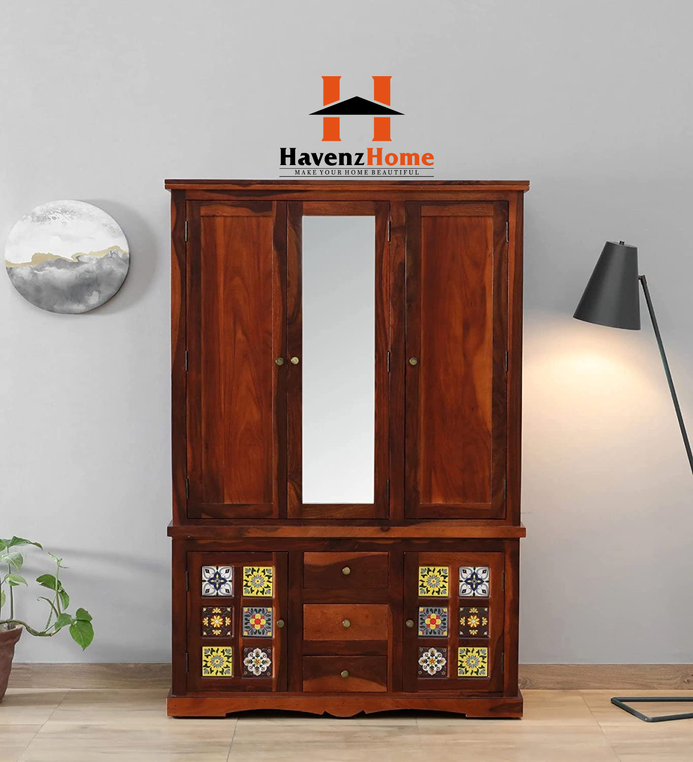 Sheesham Wood Wadrobe - Already Assembled - Door Wardrobe Furniture for Clothes, Cupboard Wooden Almirah for Bedroom, Multi Utility Wardrobe