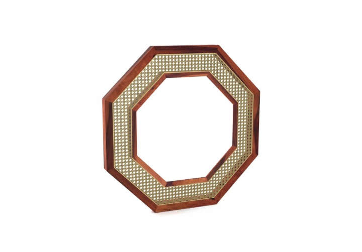 Mirror (Hexagonal Ratan Cane | Solid Wood