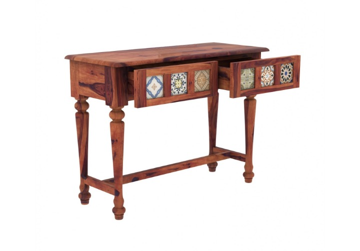 Furniture Solid sheesham Wooden enterance Console Table for Living Room Bedroom | Wooden Console Table 2 Drawers Storage for Hall Home Furniture (Natural)