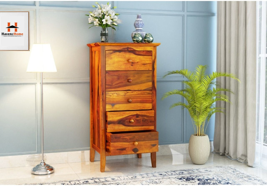 Urban Wood laza Solid Sheesham Wood Chest of Drawers for Home, Office, Bedroom, Living Room Storage (Finish - Honey)