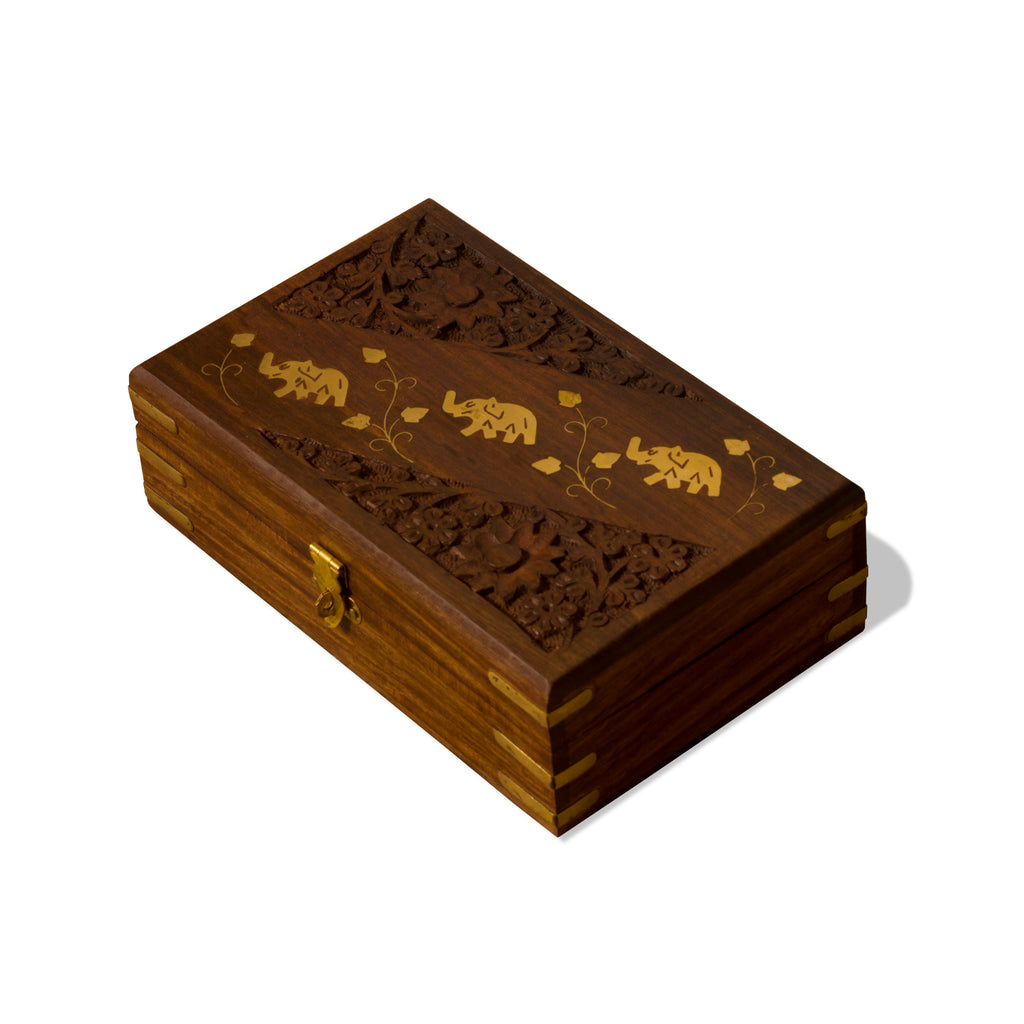 Handmade Wooden Jewellery Box for Women Jewel Organizer Elephant Decor