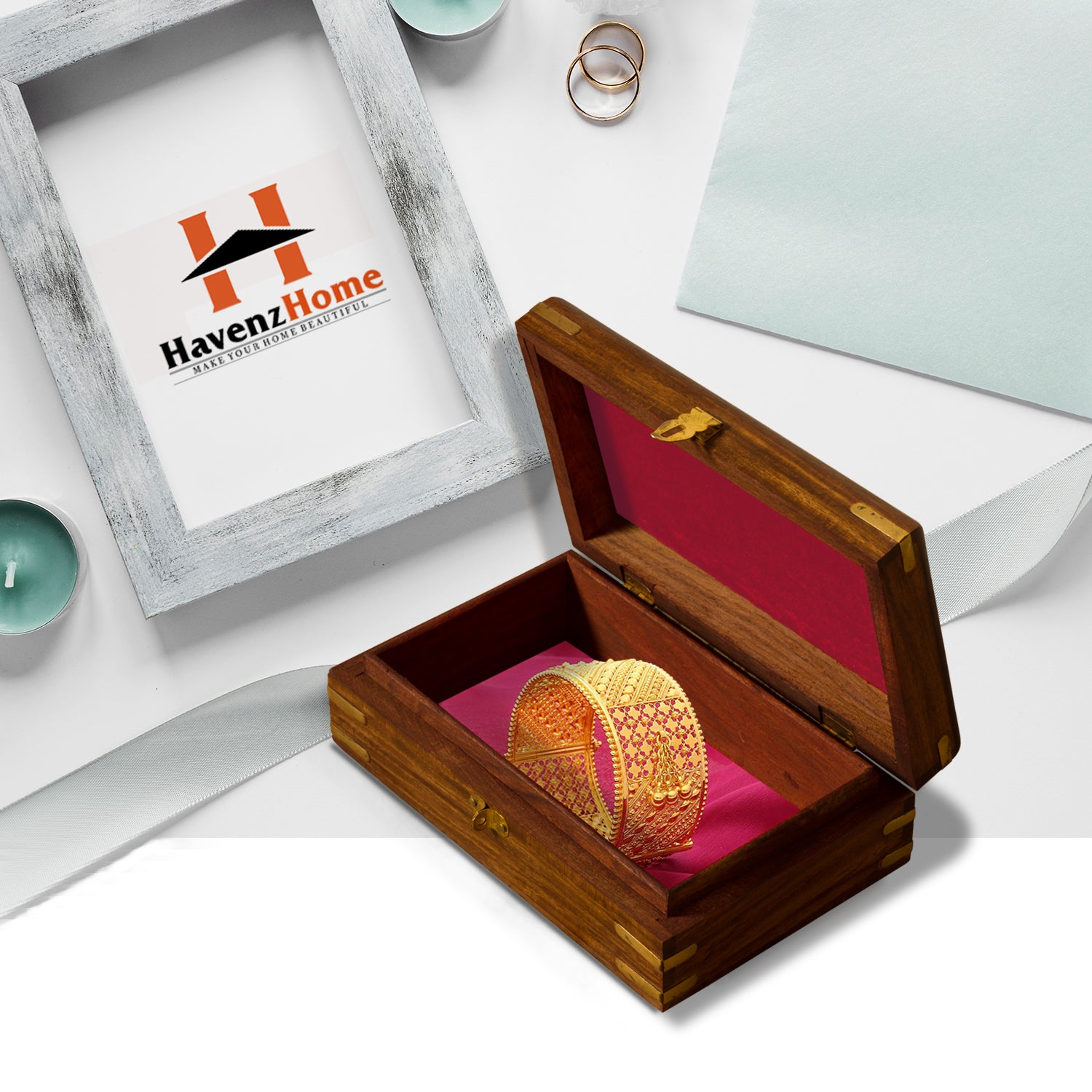 Handmade Wooden Jewellery Box for Women Jewel Organizer Elephant Decor