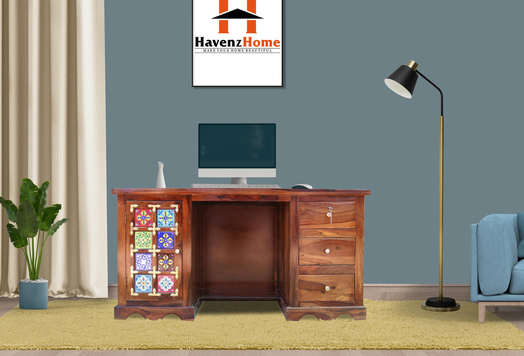 sheesham Wood Study Table and Computer Table Office Desk for Students and Adults, PC Laptop Study Writing Table for Home Office