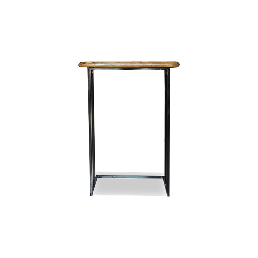 Metal Frame Solid Sheesham Wood C Shape Laptop Table for Office end Study Room Side Table Night Stand Wooden Furniture - (Natural Finish)