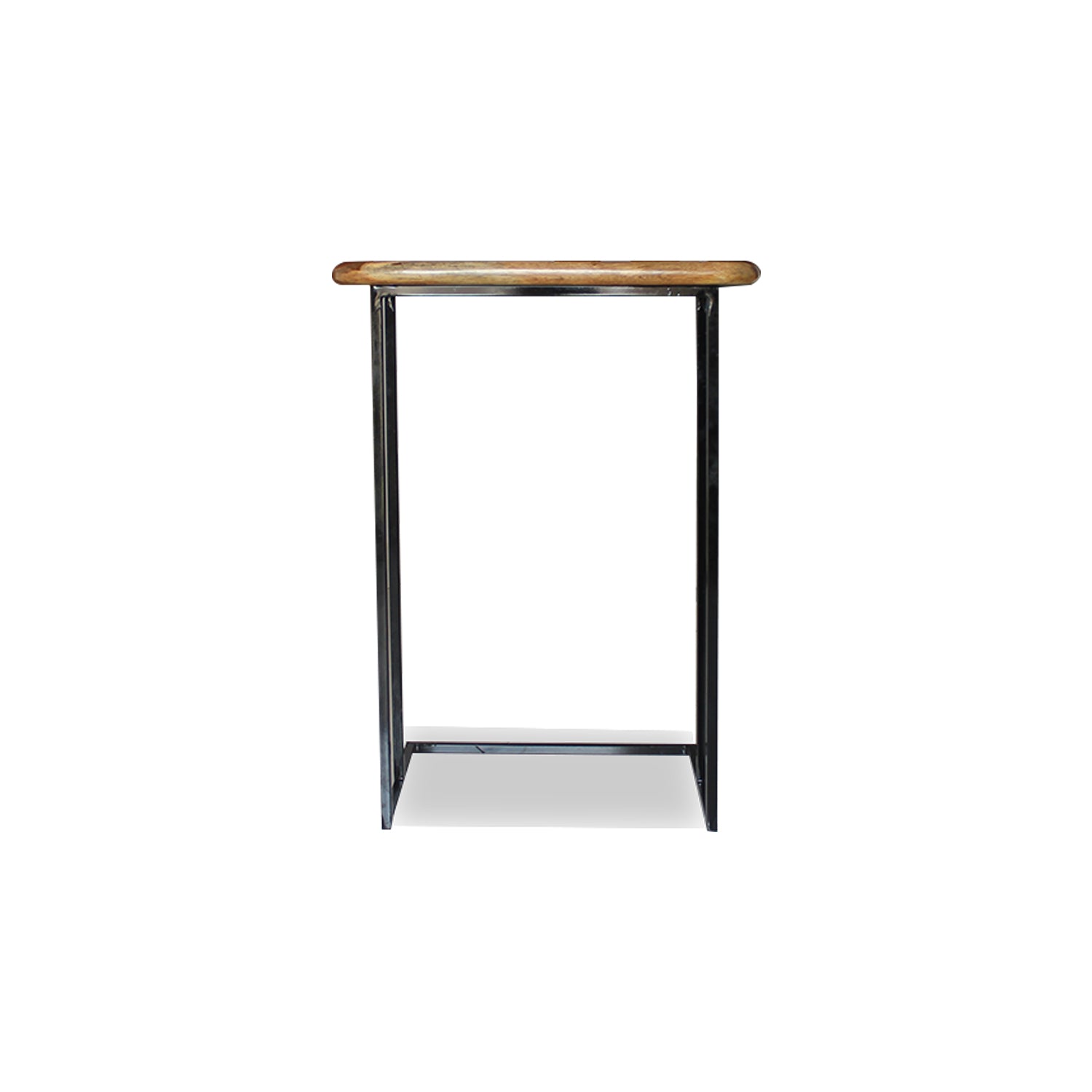 Metal Frame Solid Sheesham Wood C Shape Laptop Table for Office end Study Room Side Table Night Stand Wooden Furniture - (Natural Finish)