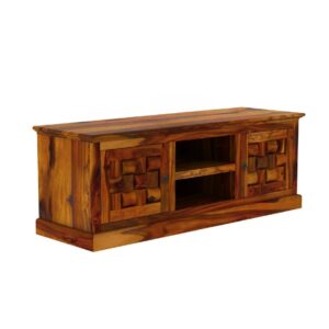 Enhance your living space with this Wooden TV Unit, designed for both style and functionality. Featuring a sleek and durable design, this unit offers ample storage with closed cabinets for concealed organization and open shelves for easy access to media devices, books, or décor.