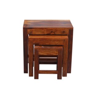 Set of 3 Solid Wood Stools