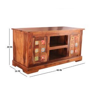 Add elegance and functionality to your living space with this Sheesham Wood TV Cabinet. Crafted from premium Sheesham wood, this cabinet boasts a rich natural grain, ensuring durability and timeless beauty. Designed for modern homes, it offers ample storage with spacious drawers, cabinets, and open shelves, keeping your entertainment area organized and clutter-free.