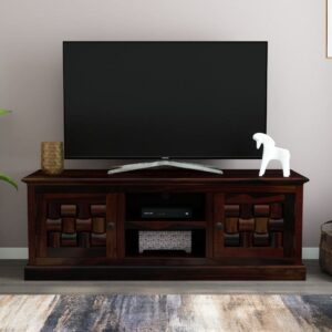 Enhance your living space with this Wooden TV Unit, designed for both style and functionality. Featuring a sleek and durable design, this unit offers ample storage with closed cabinets for concealed organization and open shelves for easy access to media devices, books, or décor.