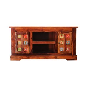 Add elegance and functionality to your living space with this Sheesham Wood TV Cabinet. Crafted from premium Sheesham wood, this cabinet boasts a rich natural grain, ensuring durability and timeless beauty. Designed for modern homes, it offers ample storage with spacious drawers, cabinets, and open shelves, keeping your entertainment area organized and clutter-free.