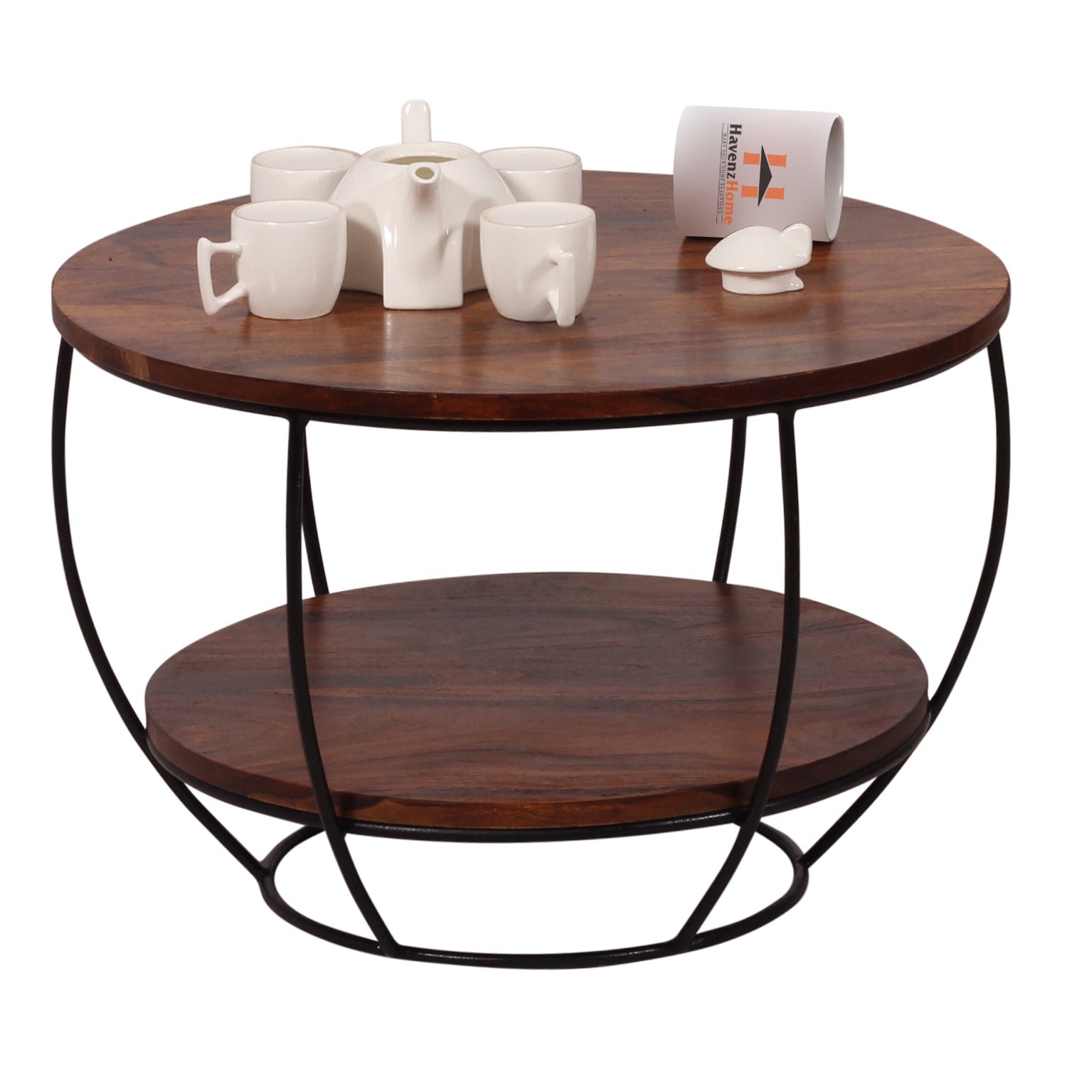 wooden round 2 tier coffee table modern sofa side table for living room tea table for 2 shelf storage table,end table,center table brown & black wooden round 2 tier coffee table modern sofa side table for living room tea table for 2 shelf storage table,end table,center table brown & black