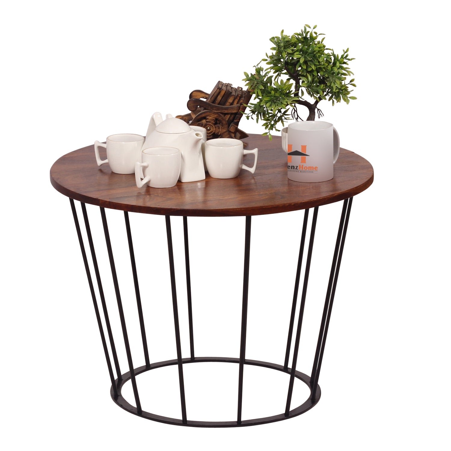 round wooden coffee table with metal base | stylish living room center table | compact modern sofa side table | size l39cm x w62cm x h62cm round wooden coffee table with metal base | stylish living room center table | compact modern sofa side table | size l39cm x w62cm x h62cm